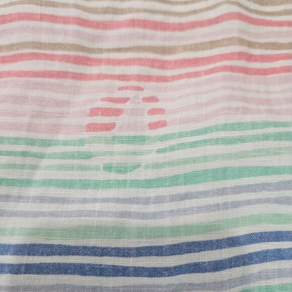 Hiho Rainbow Striped Print Small Linen Dress Sleeveless Pastel Shift Dress - Picture 5 of 7
